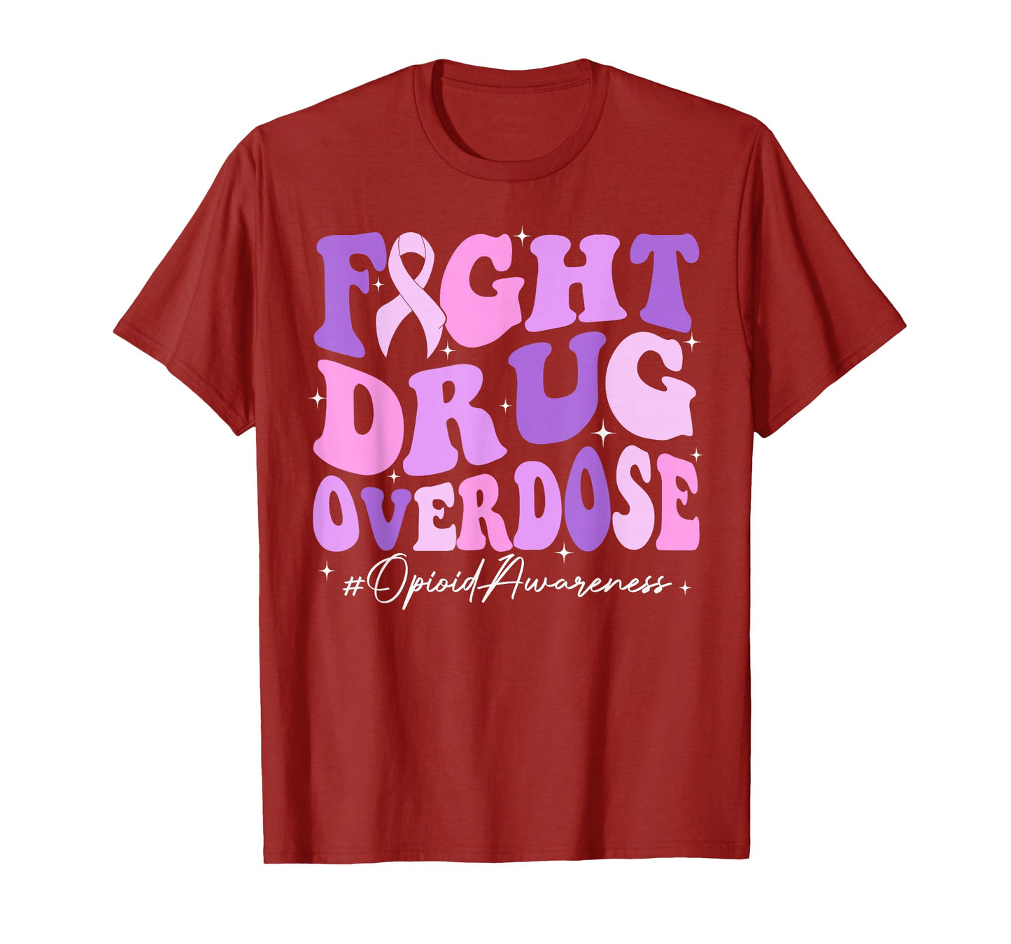 Fight Drug Overdose Purple Ribbon Opioid Overdose Awareness T-Shirt