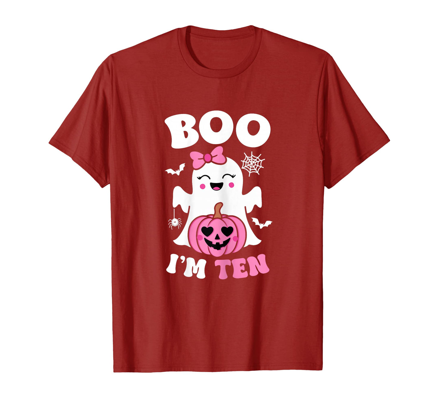Ghost Boo I'm Ten Year 10th Birthday Girls Halloween Groovy T-Shirt