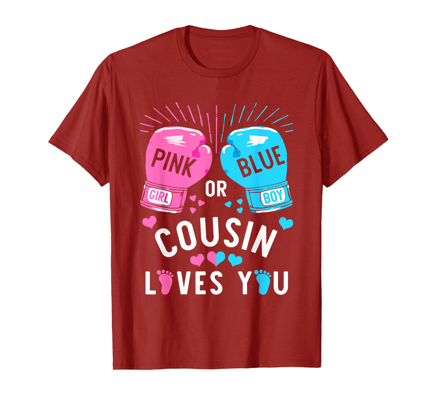 Pink Or Blue Cousin Loves You Boxing Gender Reveal Party T-Shirt