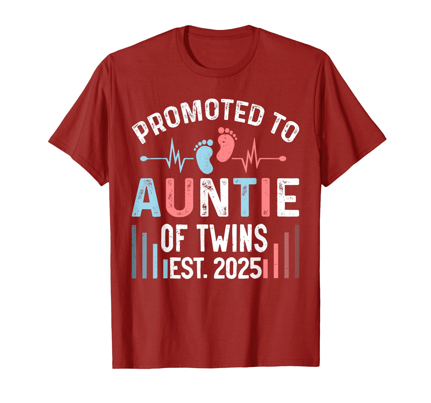 Promoted To Auntie Of Twins Est 2025 Twin Baby Shower T-Shirt