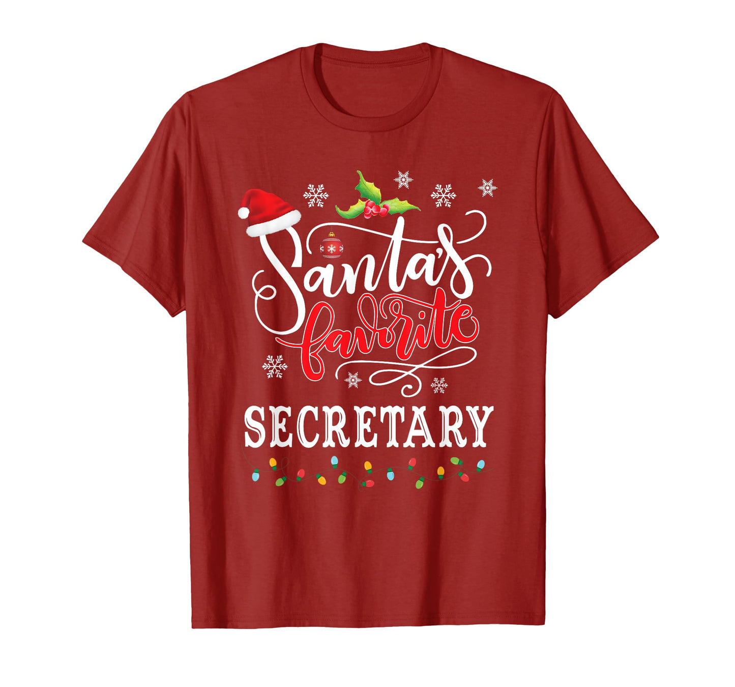 Santa's Favorite Secretary Funny Christmas Xmas Hat T-Shirt