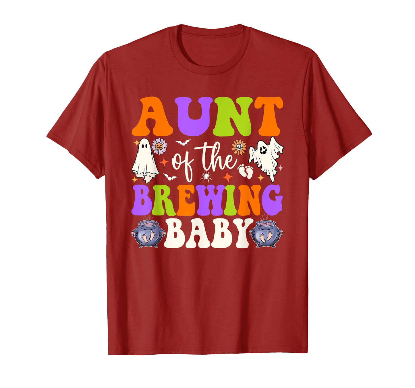 Aunt of the Brewing Baby Halloween Theme Baby Shower Spooky T-Shirt
