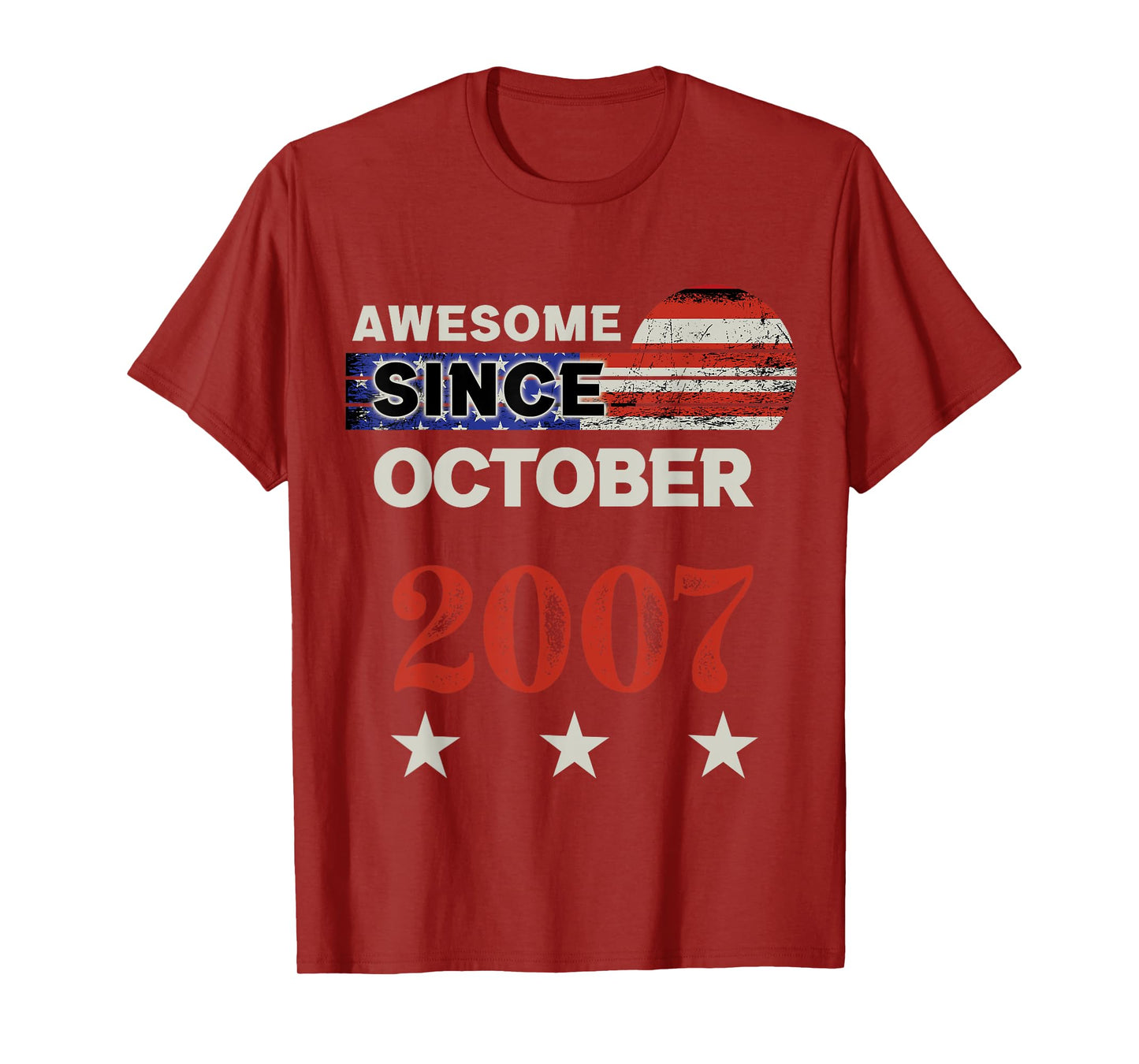 Awesome Since 2007 Vintage USA Flag Classic October 2007 T-Shirt
