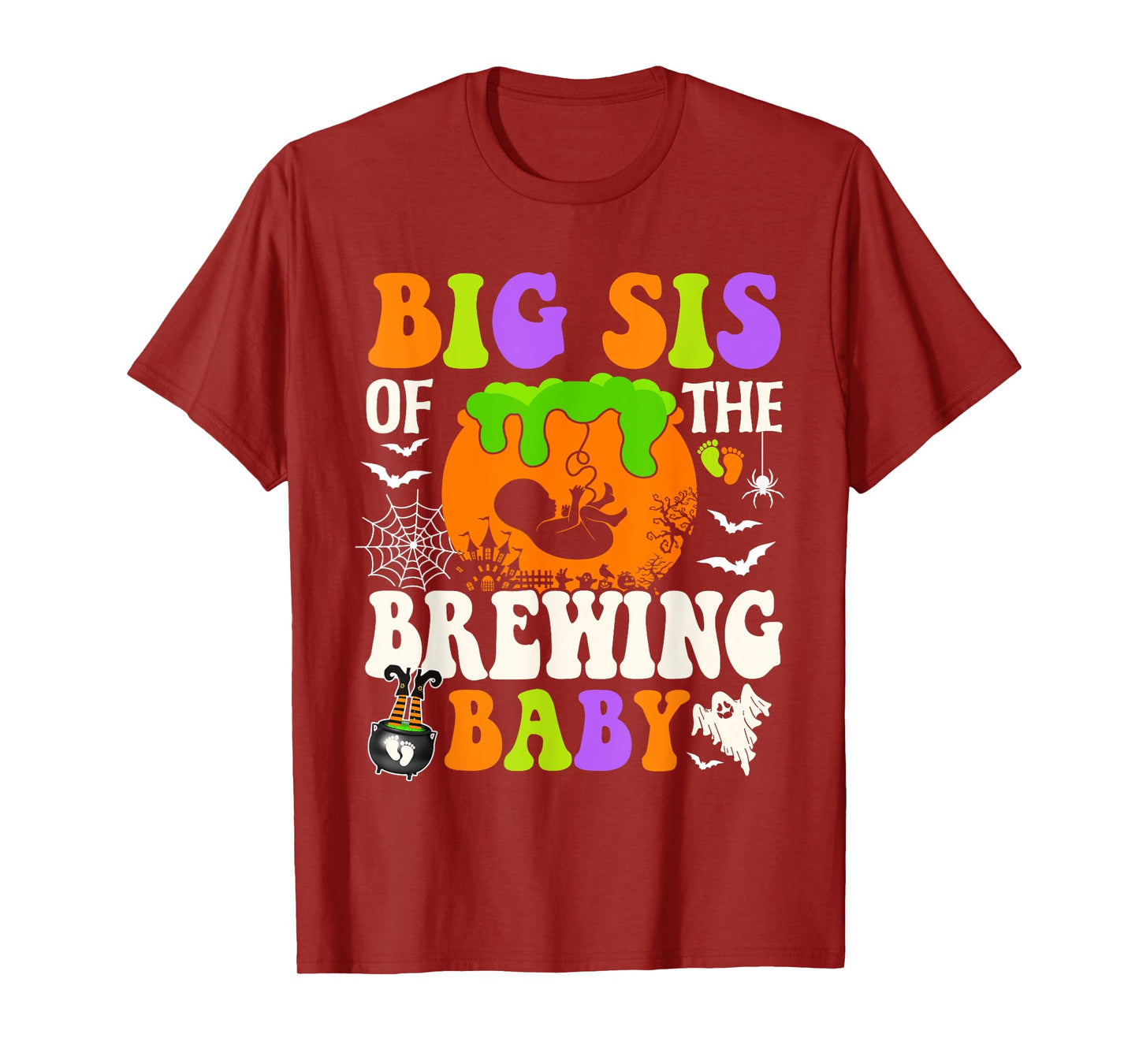 Big Sis Of The Brewing Baby Halloween Pregnancy Baby Shower T-Shirt