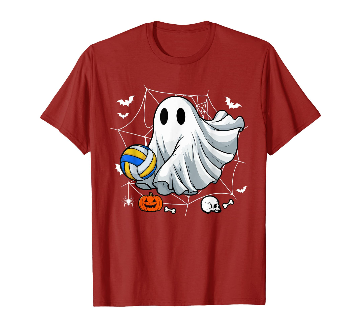 Boo Ghost Costume Halloween Playing Volleyball Player Team T-Shirt