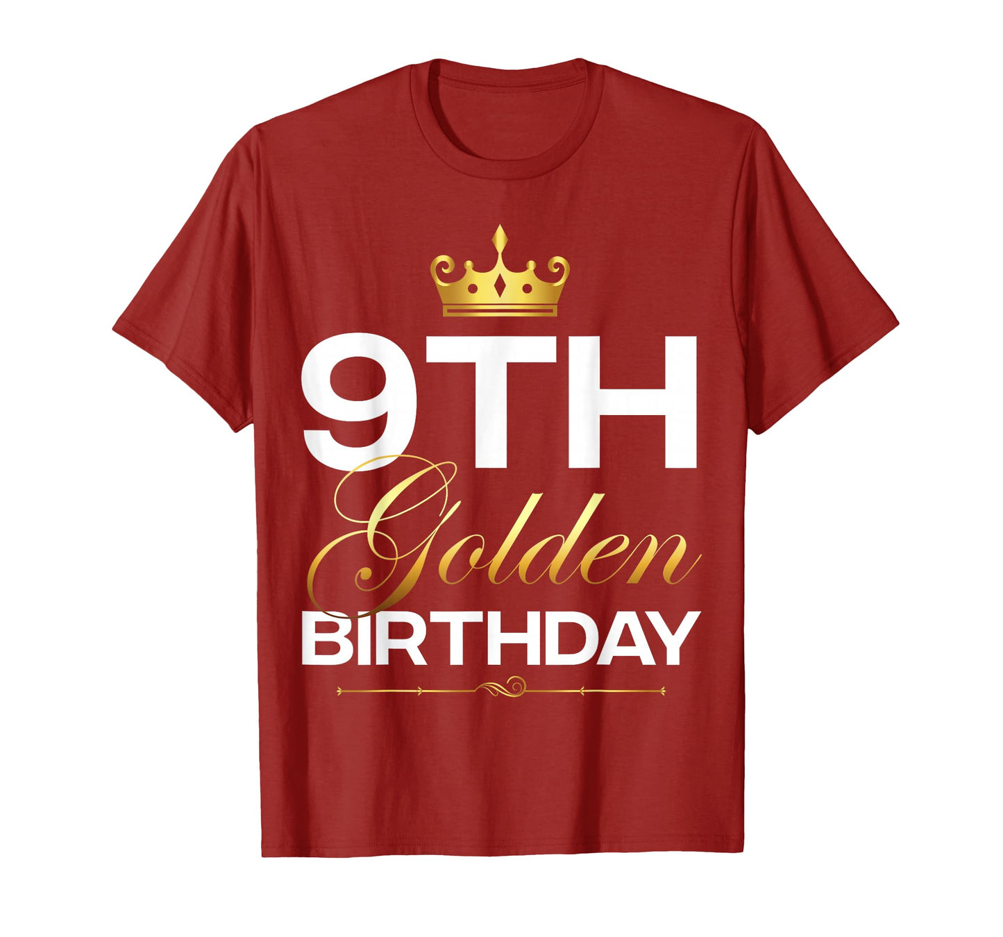 9th B-Day Golden Birthday Age Crown 9 Year Old Birthday T-Shirt