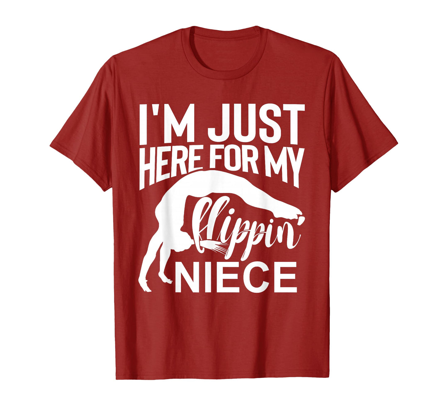 That's A Cool Tee I'm Just Here For My Flippin' Niece Gymnastics Uncle Aunt T-Shirt Black Small Classic Fit Crew Collar Short Sleeve Cotton Polyester Women's Gymnastics T-Shirt