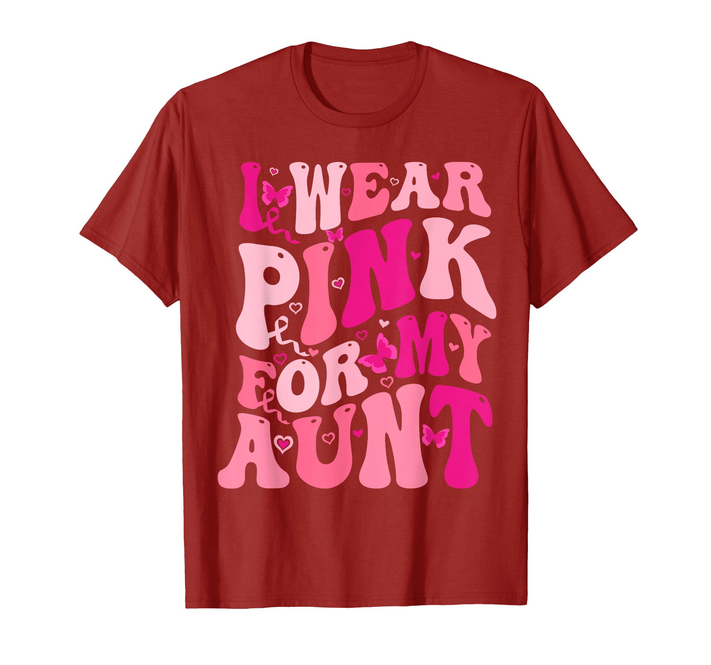 I Wear Pink For My Aunt Groovy Breast Cancer Awareness T-Shirt
