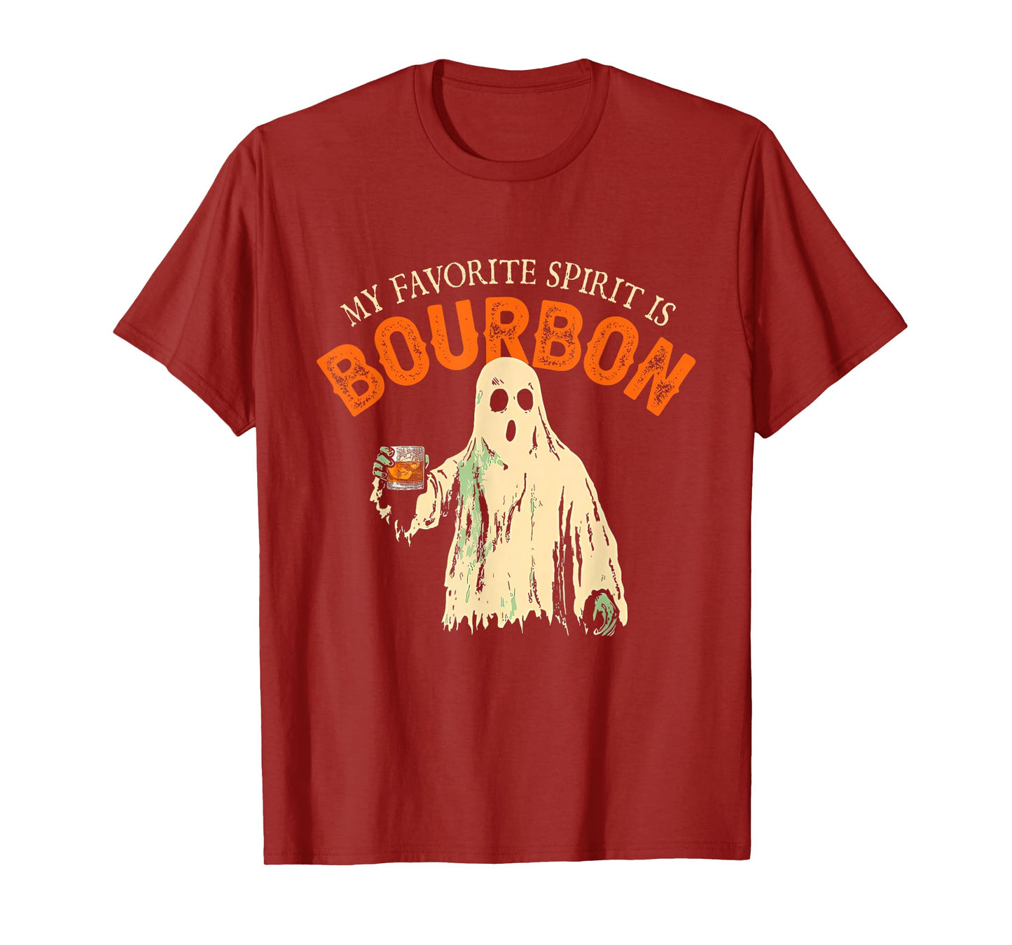 My Favorite Spirit Is Bourbon Funny Ghost Halloween Costume T-Shirt