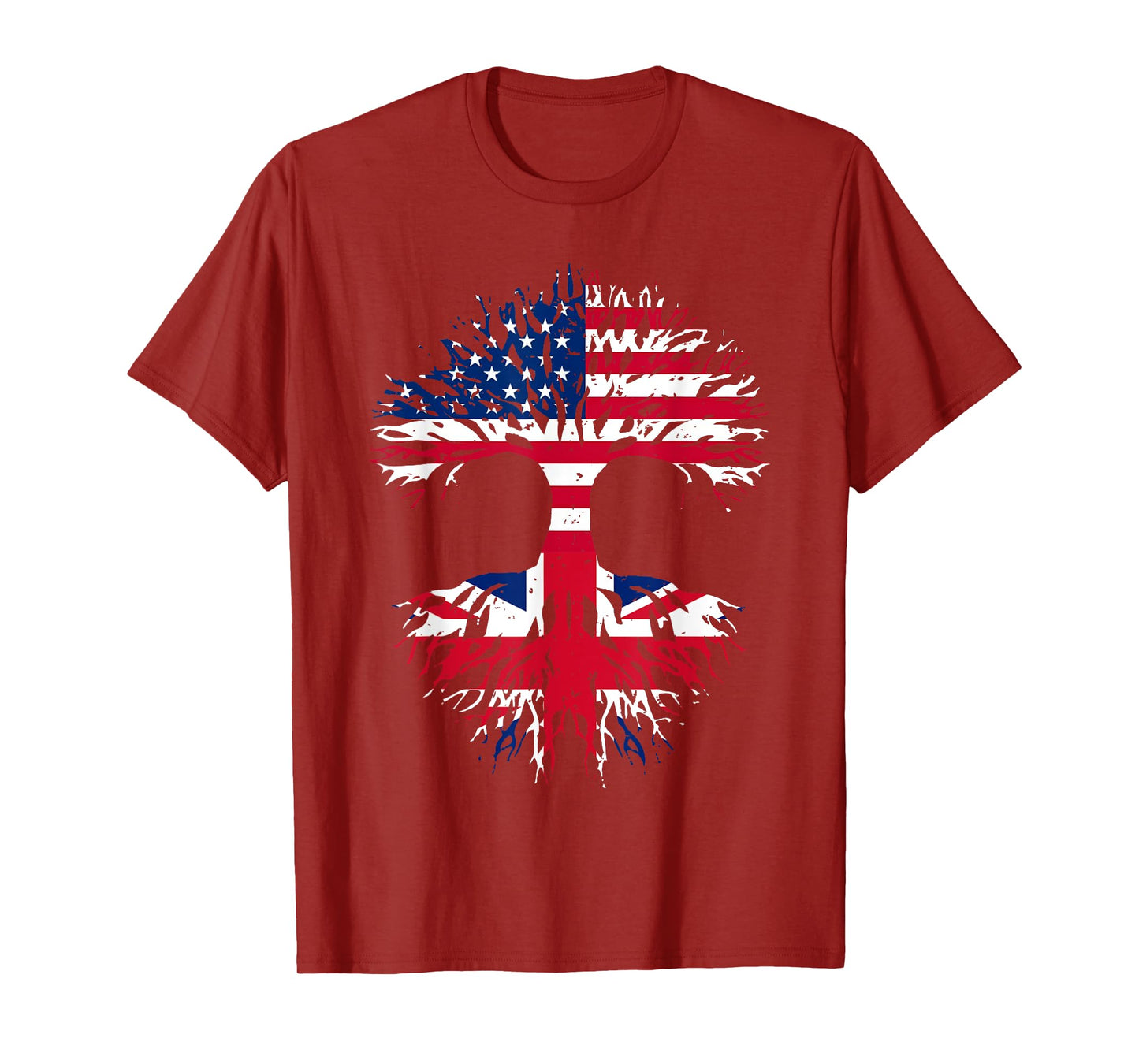 British Roots American Grown Tree USA Flag United Kingdom Women Men T-Shirt