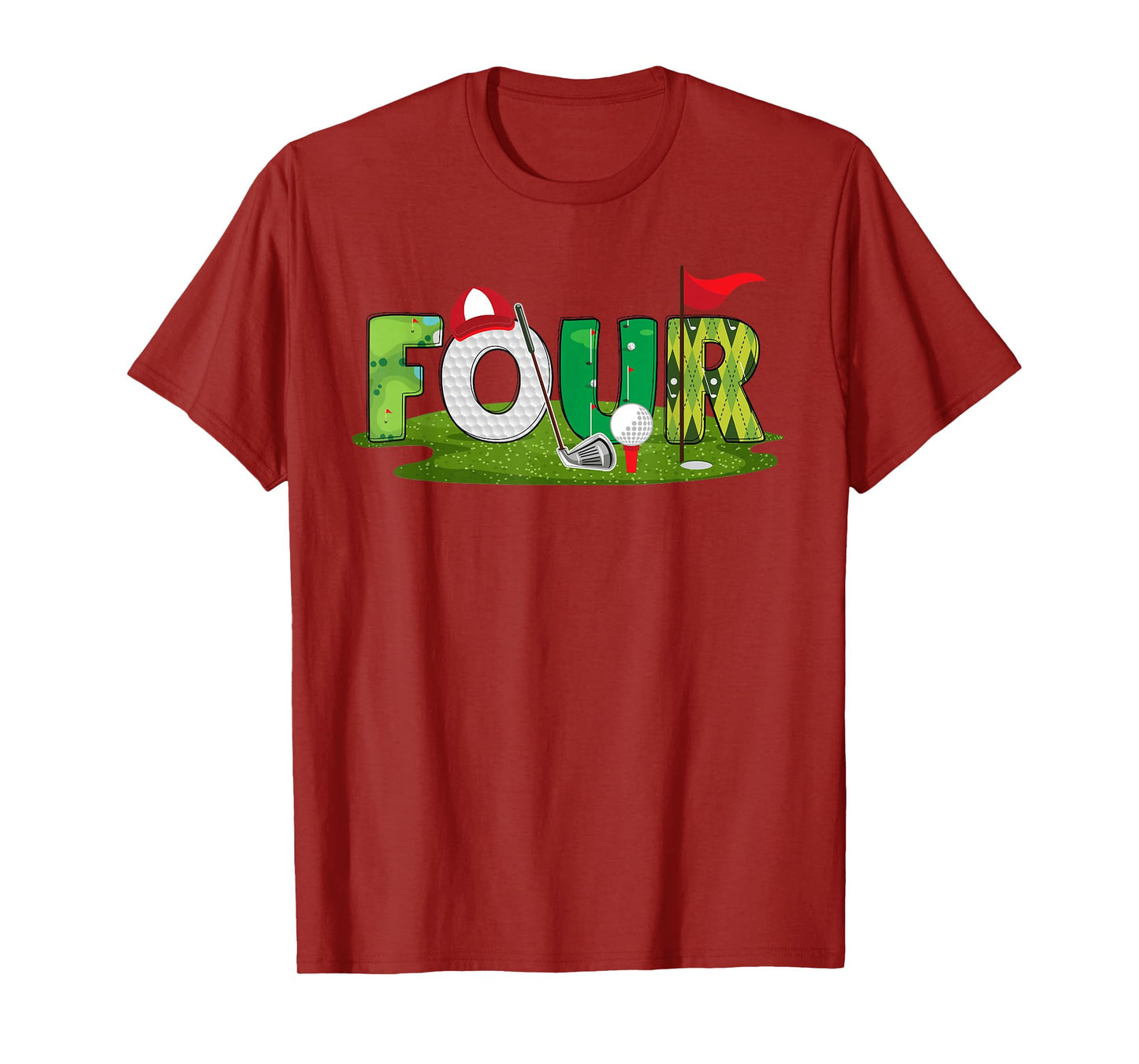 4th Birthday Golf Theme 4 Year Old Kids Sport Party T-Shirt