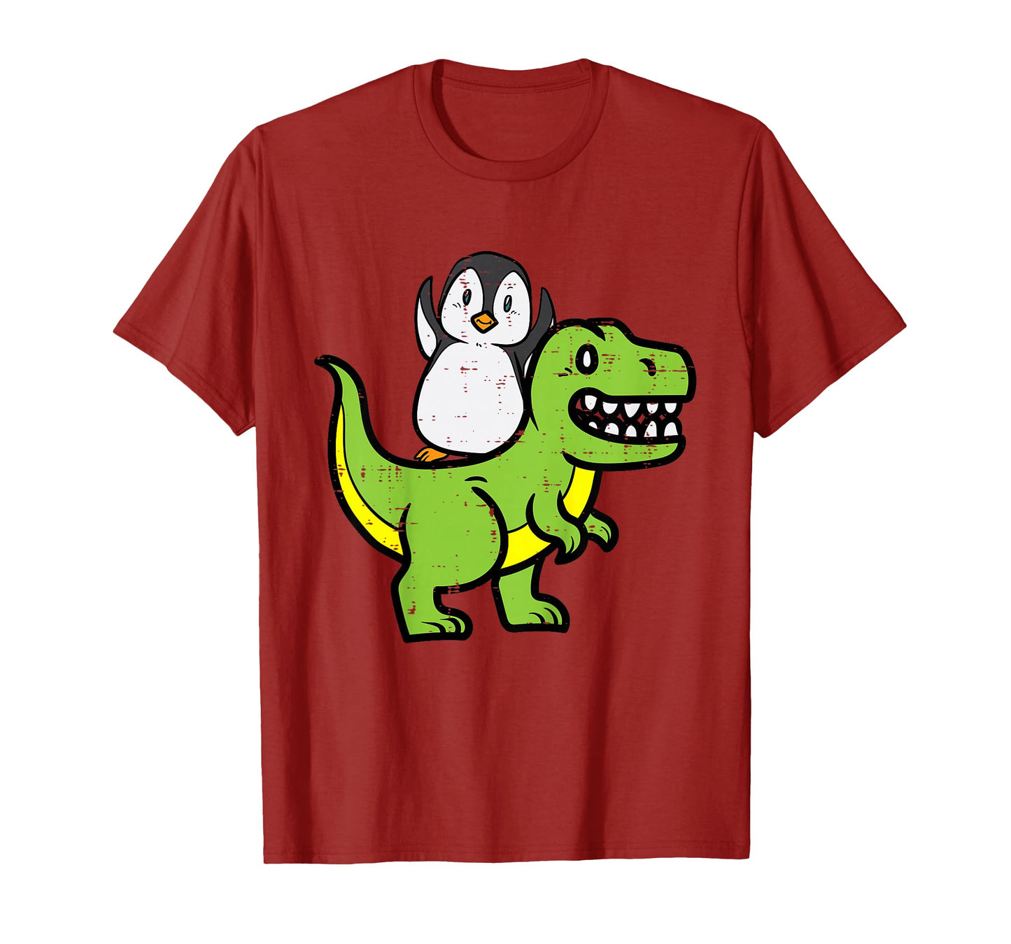 Kids Penguin Riding Dinosaur Trex Cute Boys Kids Toddler Youth T-Shirt