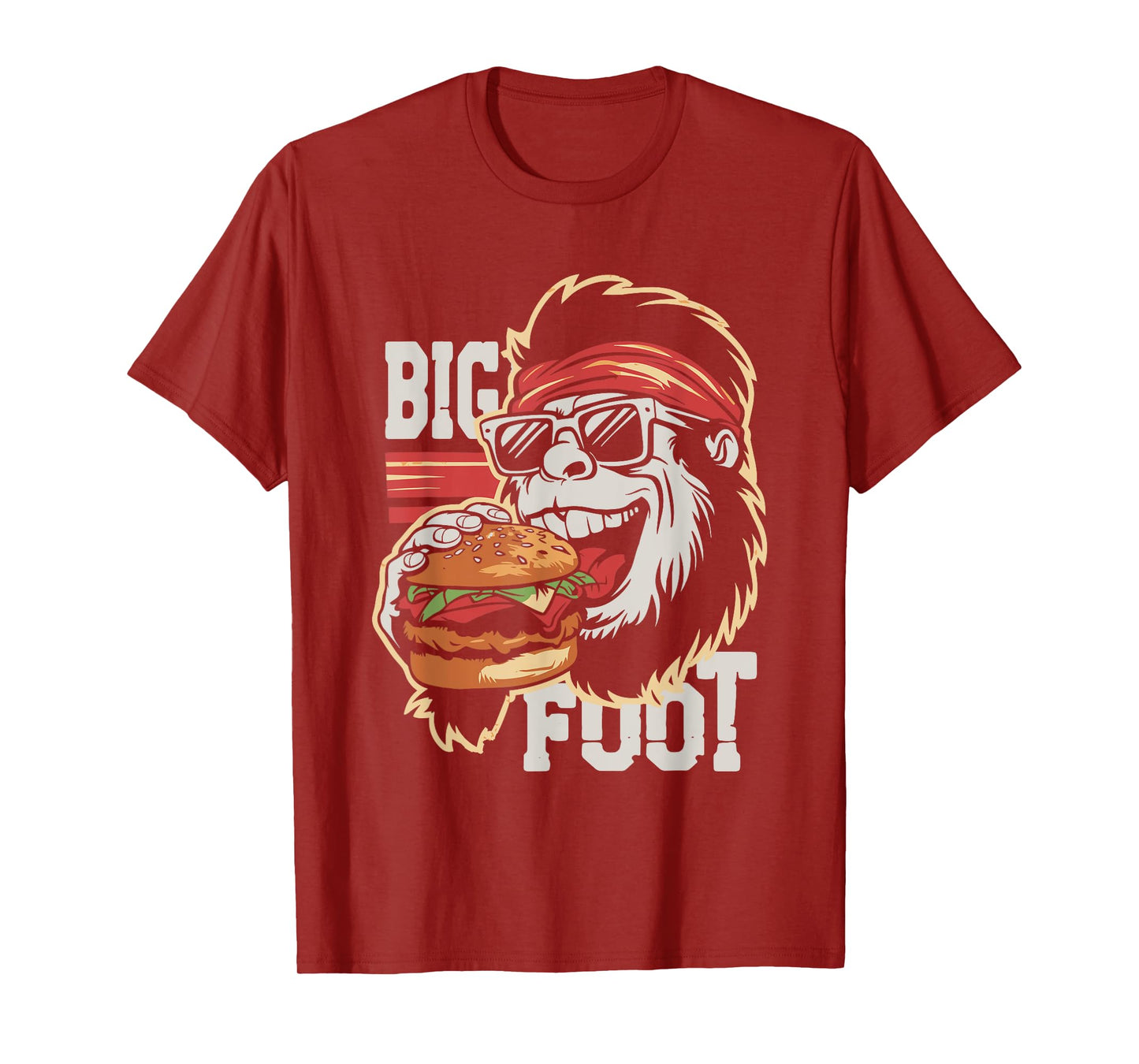 Bigfoot Eating Burger - Funny Hamburger Sasquatch Lover T-Shirt