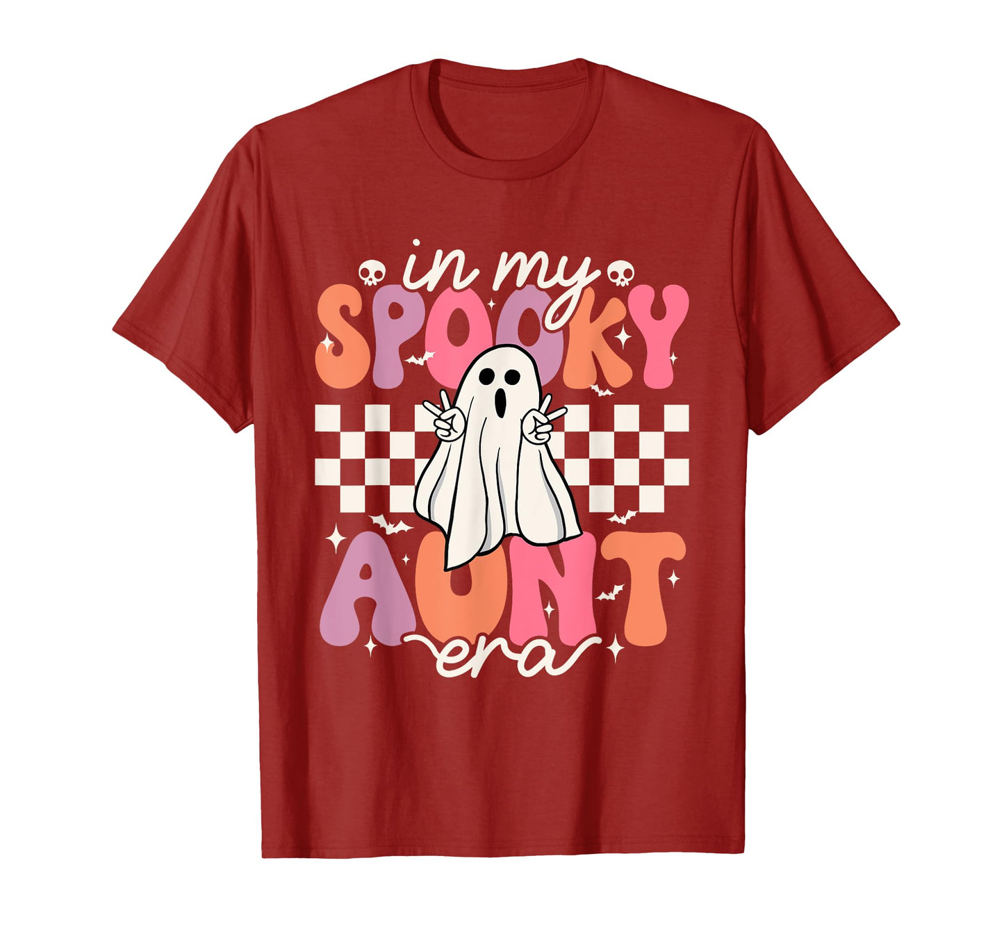 Groovy In My Spooky Aunt Era Retro Auntie Halloween Ghost T-Shirt