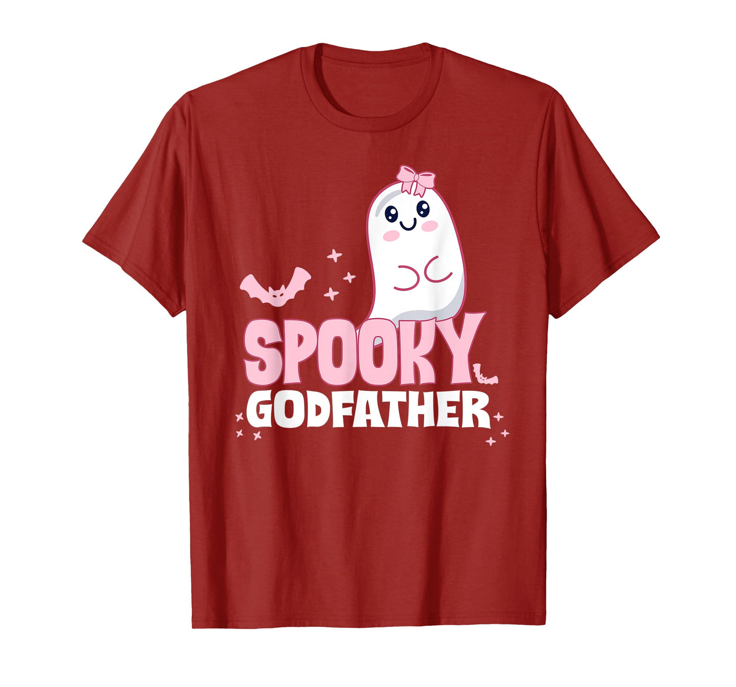 Mens Spooky Godfather Family Cute Pink White Ghost Boo Halloween T-Shirt