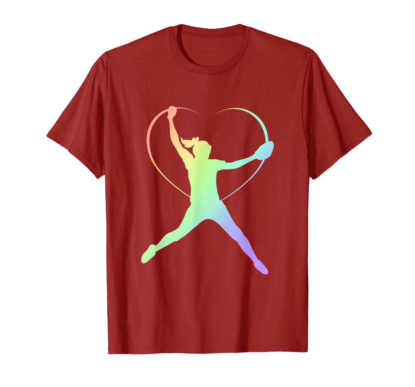 Soft Rainbow Softball Gifts For Teen Girls Pitcher Patterned T-Shirt