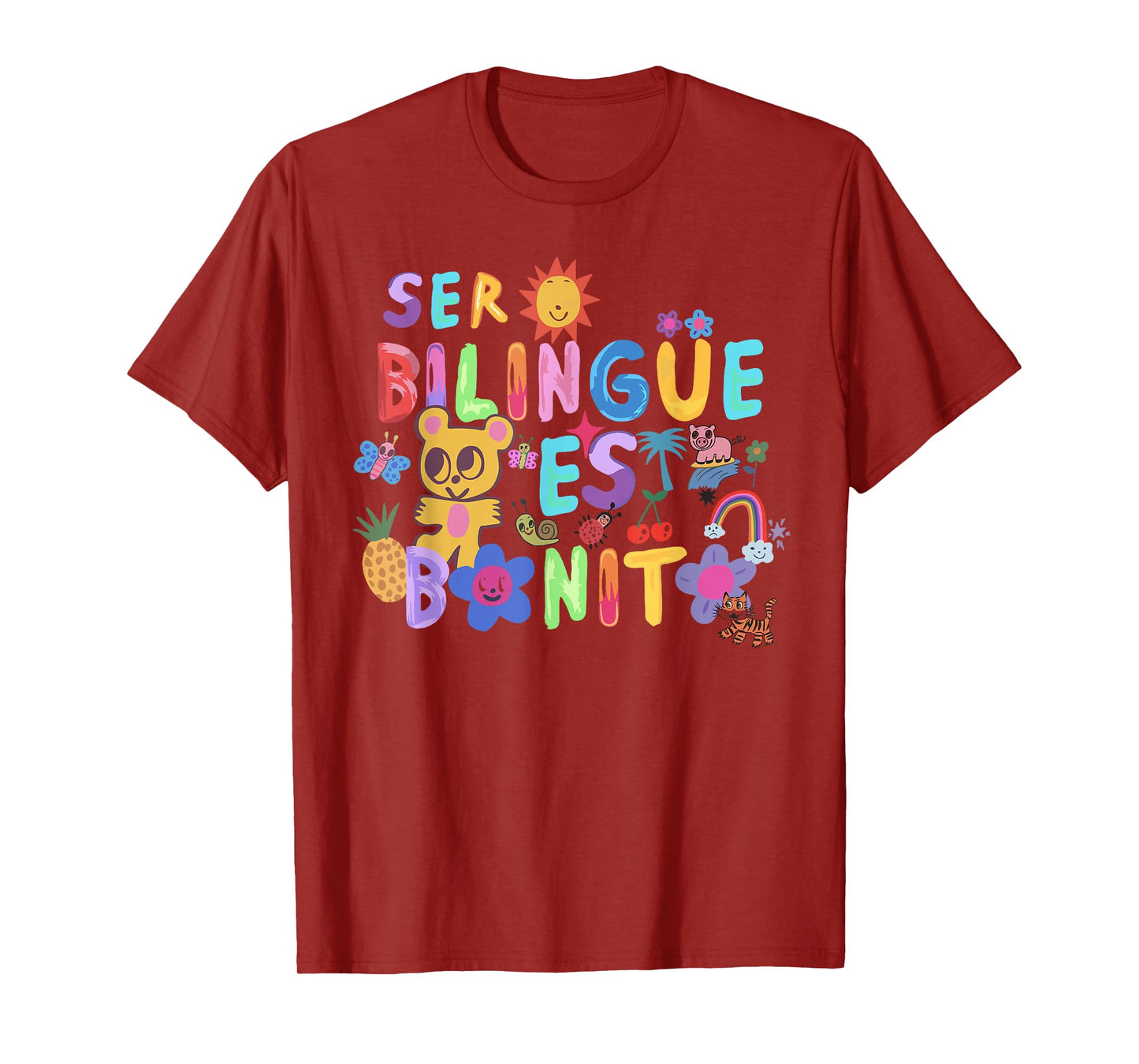 Ser Bilingüe es Bonito Colorful Teddy Spanish, Bilingual T-Shirt