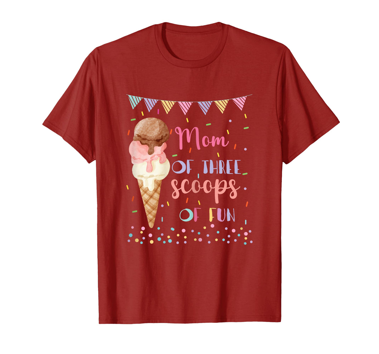 Mom Mommy Ice Cream Third Birthday Three Scoops Of Fun T-Shirt