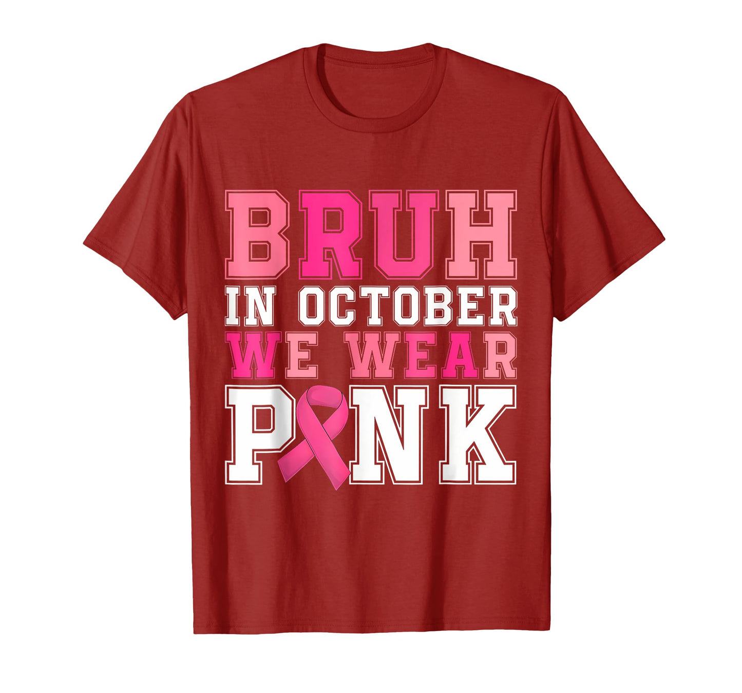 Bruh In October Wear Pink Breast Cancer Awareness Kids Boys T-Shirt