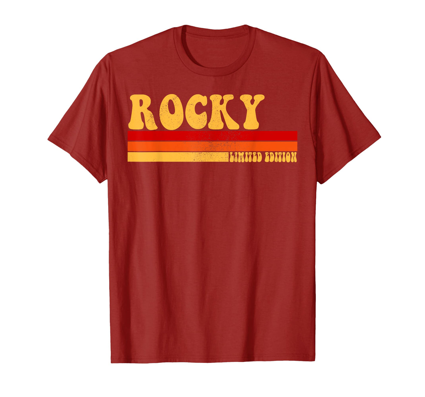 AmaStyle Co. ROCKY Name Personalized Idea Men Retro Vintage ROCKY T-Shirt, Small, Black