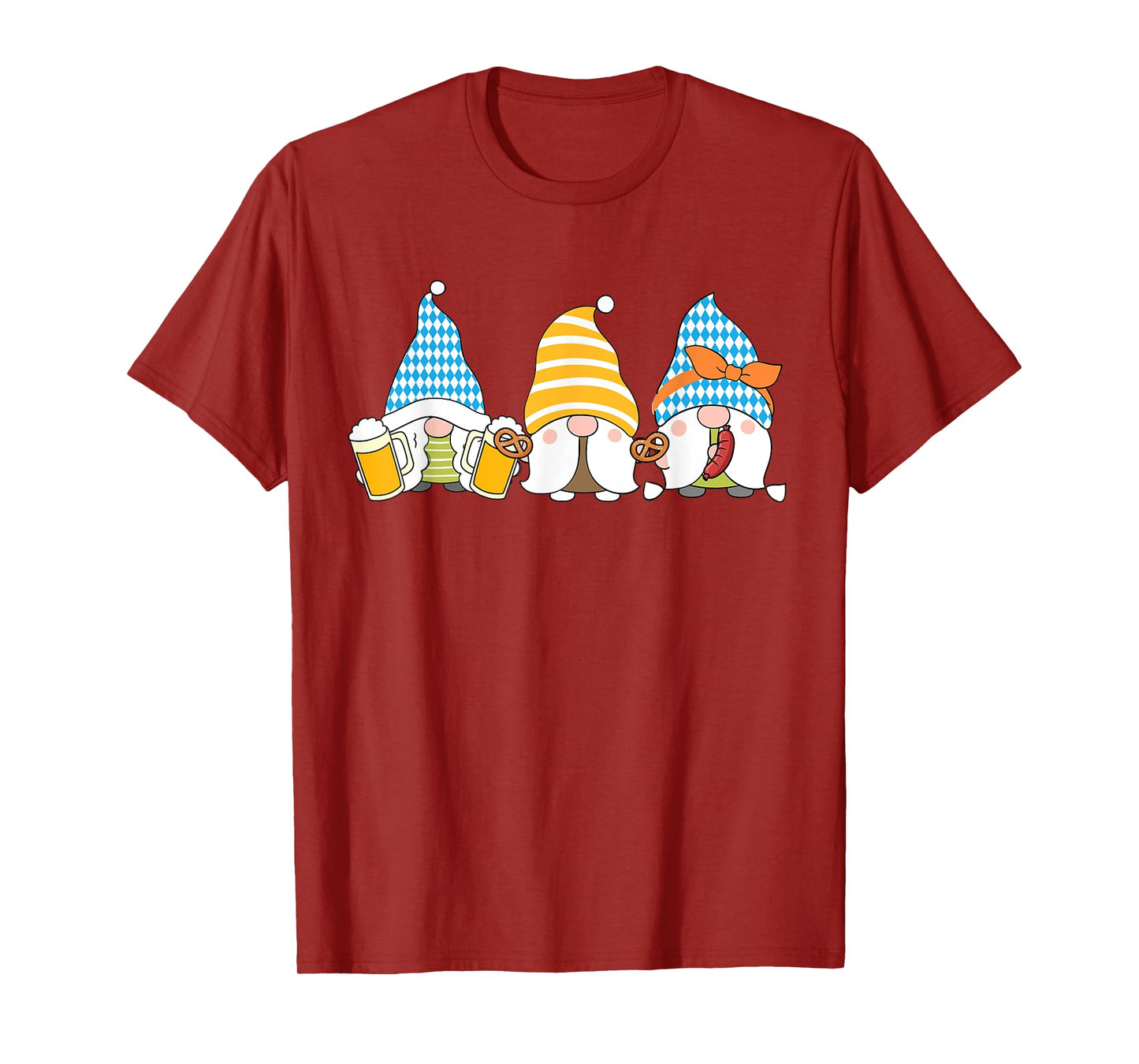 Gnomes Eating Oktoberfest Prfetzel Sausage Bratwurst German T-Shirt
