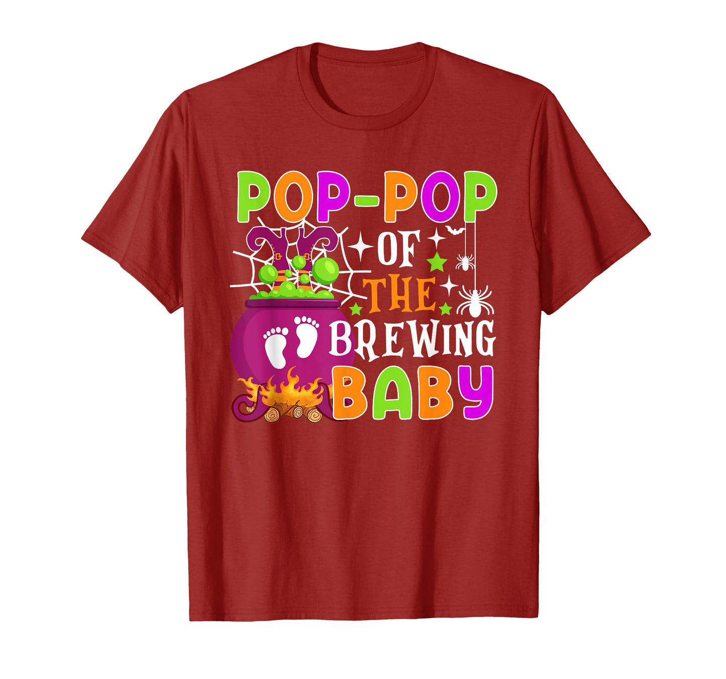 Pop-Pop of Brewing Baby Halloween Theme Baby Shower Spooky T-Shirt