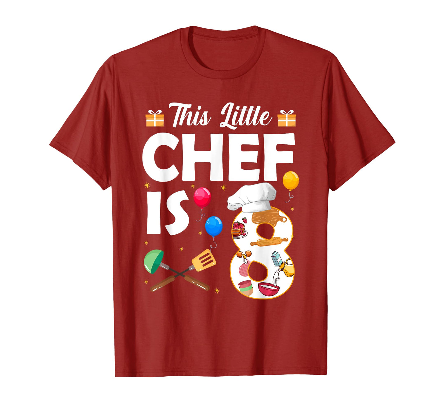 This Little Chef Is 8 Year Old Birthday Chef Cook 8th T-Shirt