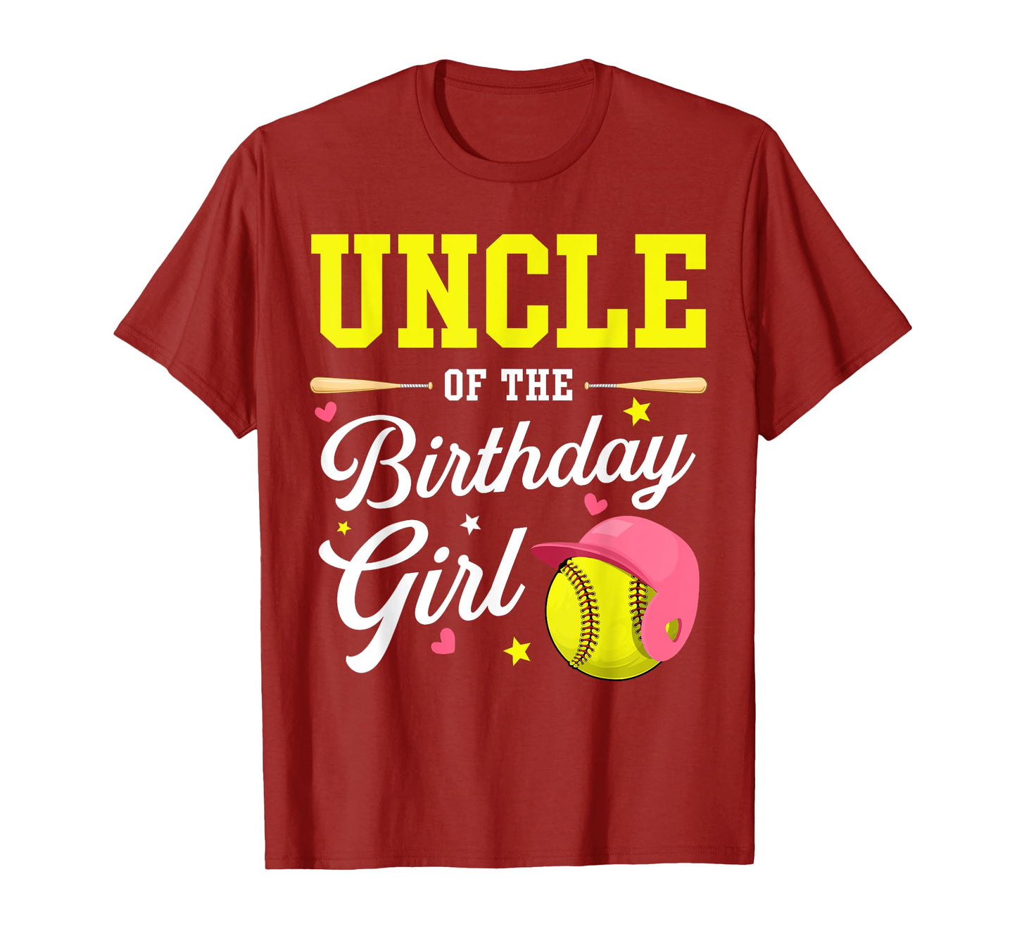 Uncle Of The Birthday Girl Softball Player Theme B-day T-Shirt