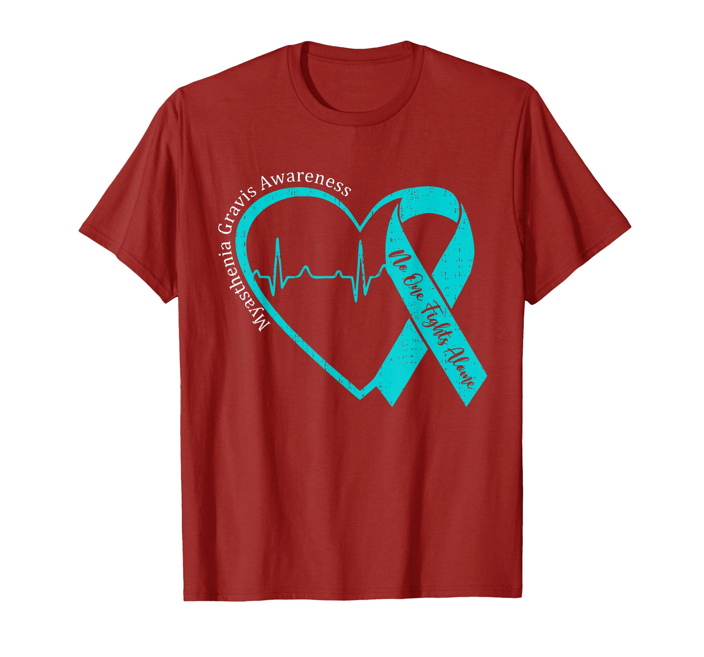 Myasthenia Gravis Awareness Heart Teal Ribbon MG Awareness T-Shirt