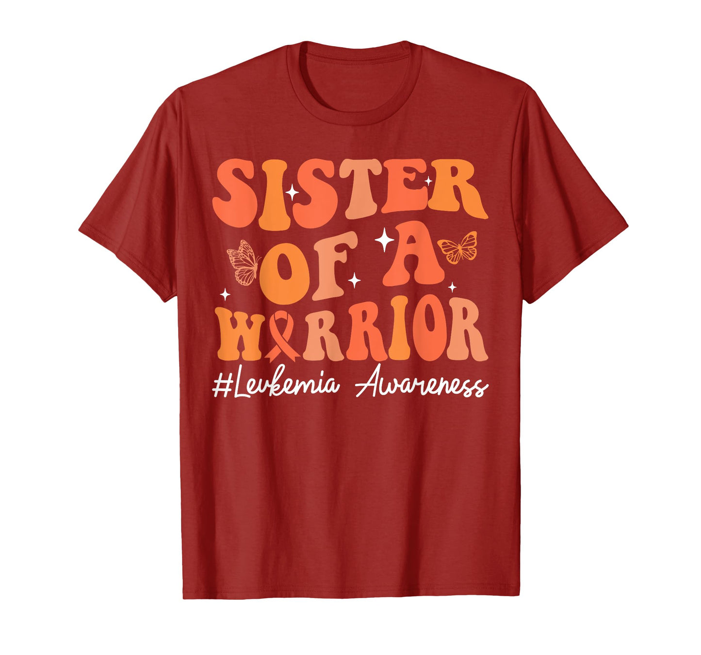 Sister Of A Warrior Leukemia Awareness Orange Ribbon Family T-Shirt