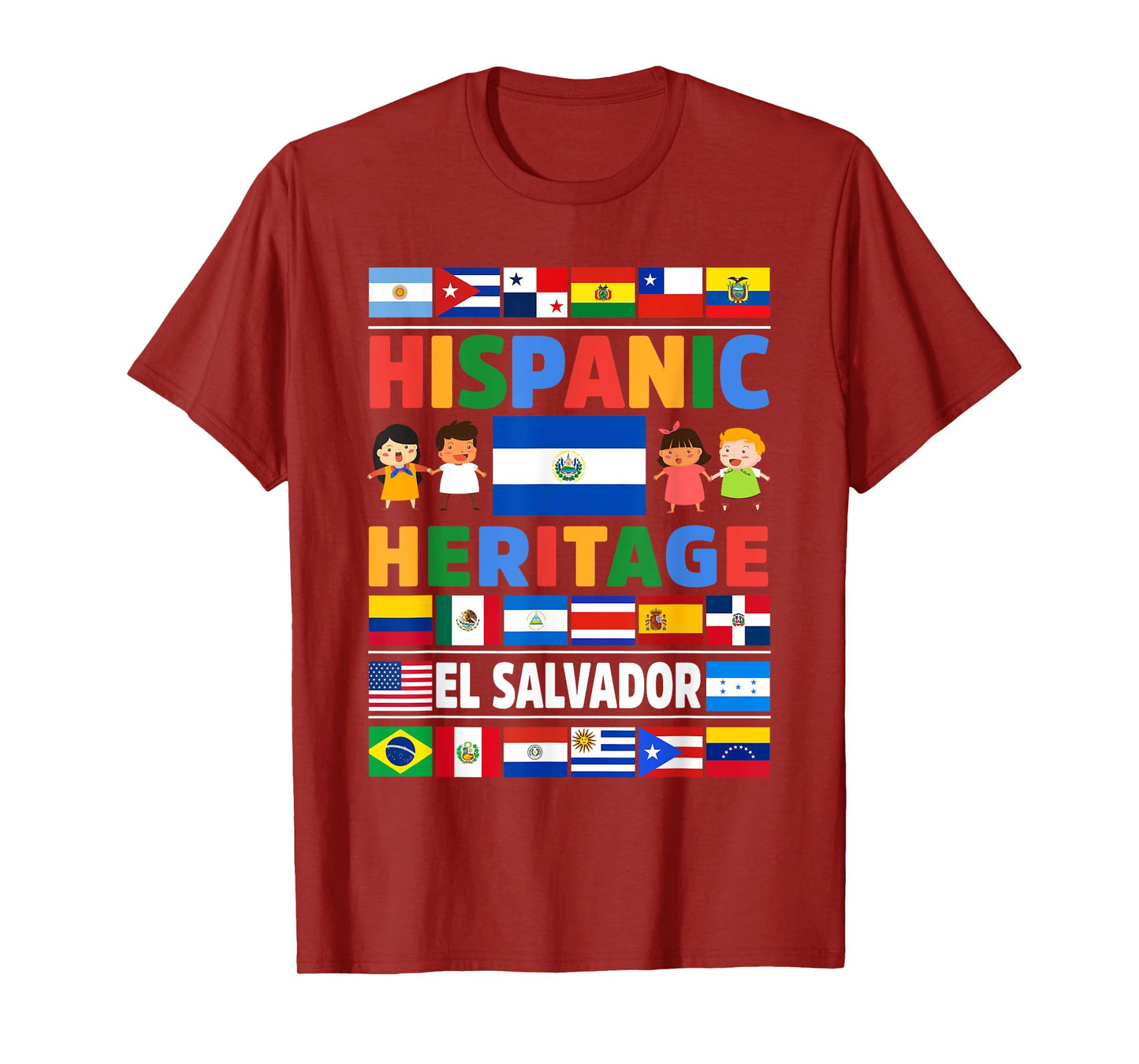 Hispanic Heritage Month El Salvador Flag Latino Kids T-Shirt