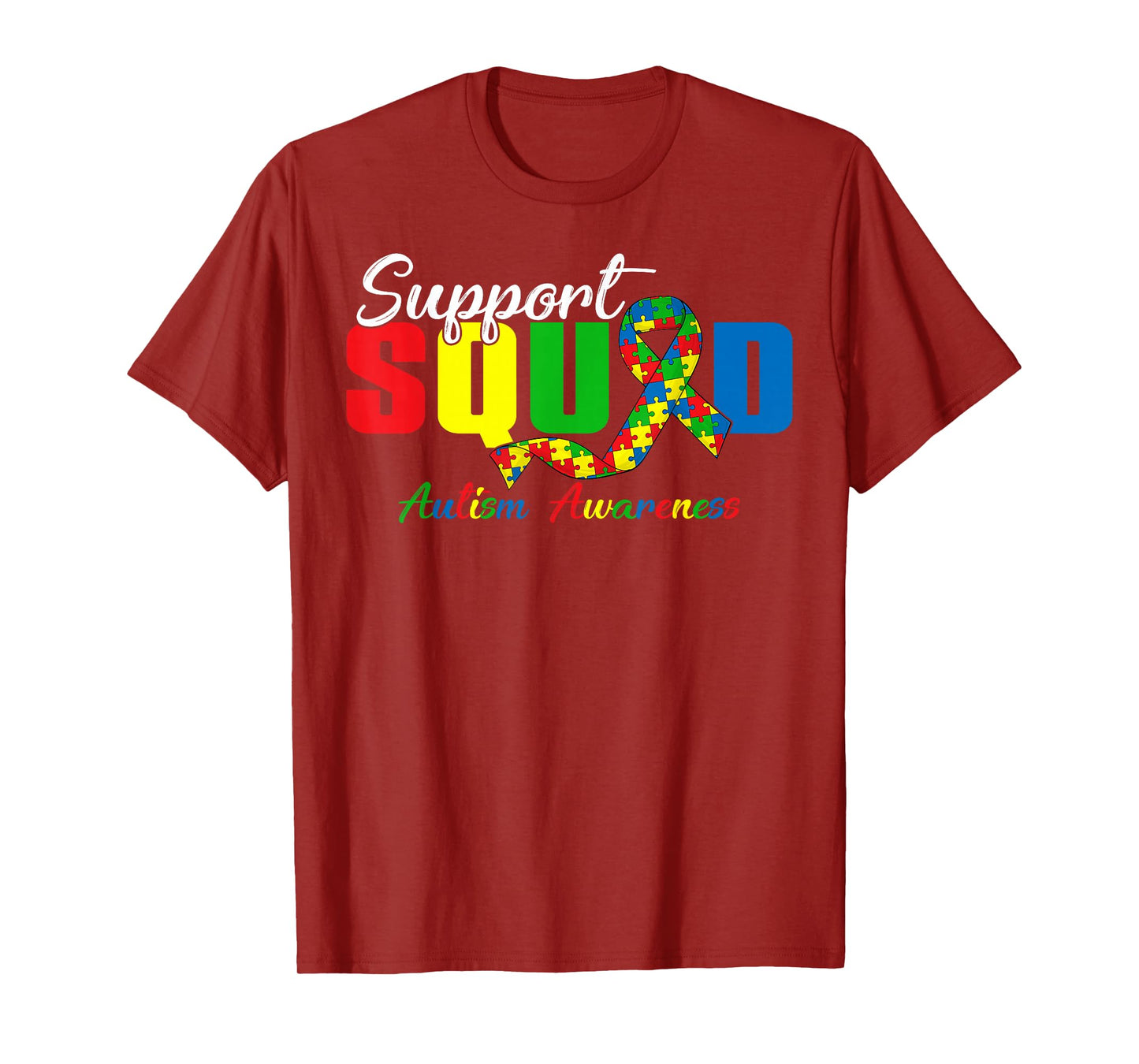 Support Squad Autism Awareness Ribbon Puzzle Pieces Boy Girl T-Shirt