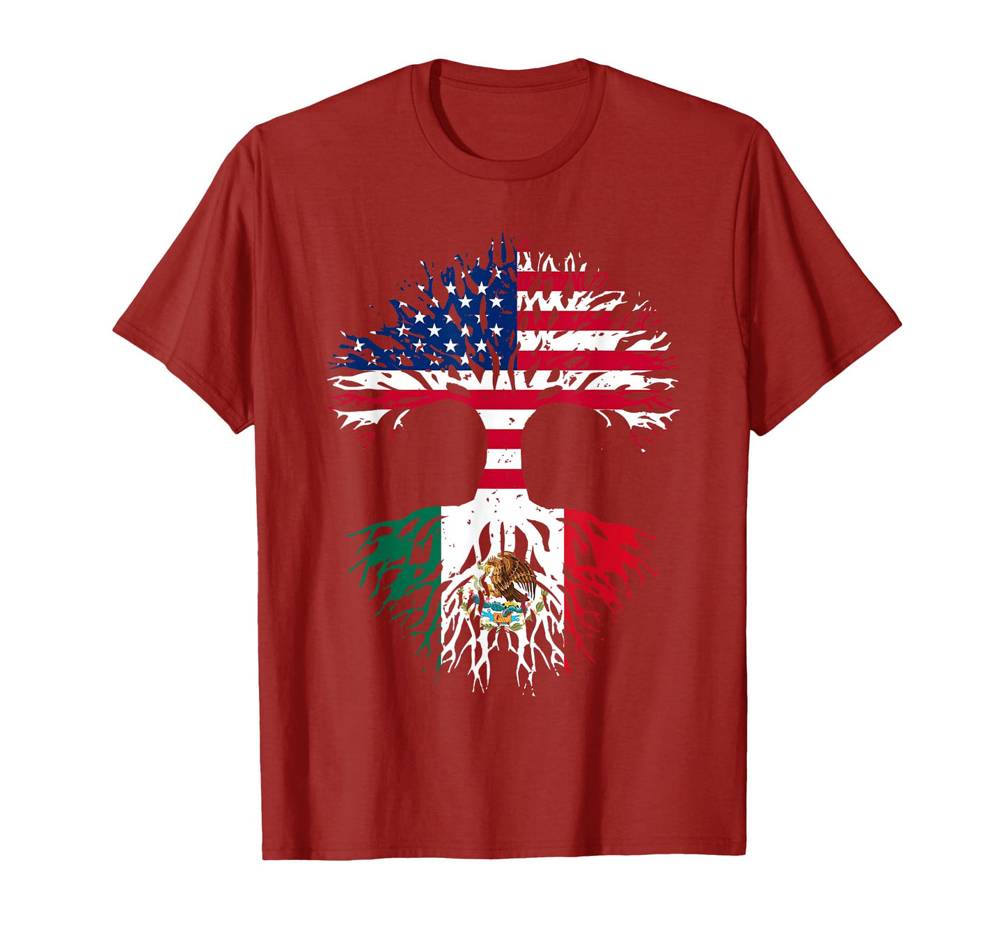 Mexican Roots American Grown Tree USA Flag Funny Mexico Flag T-Shirt