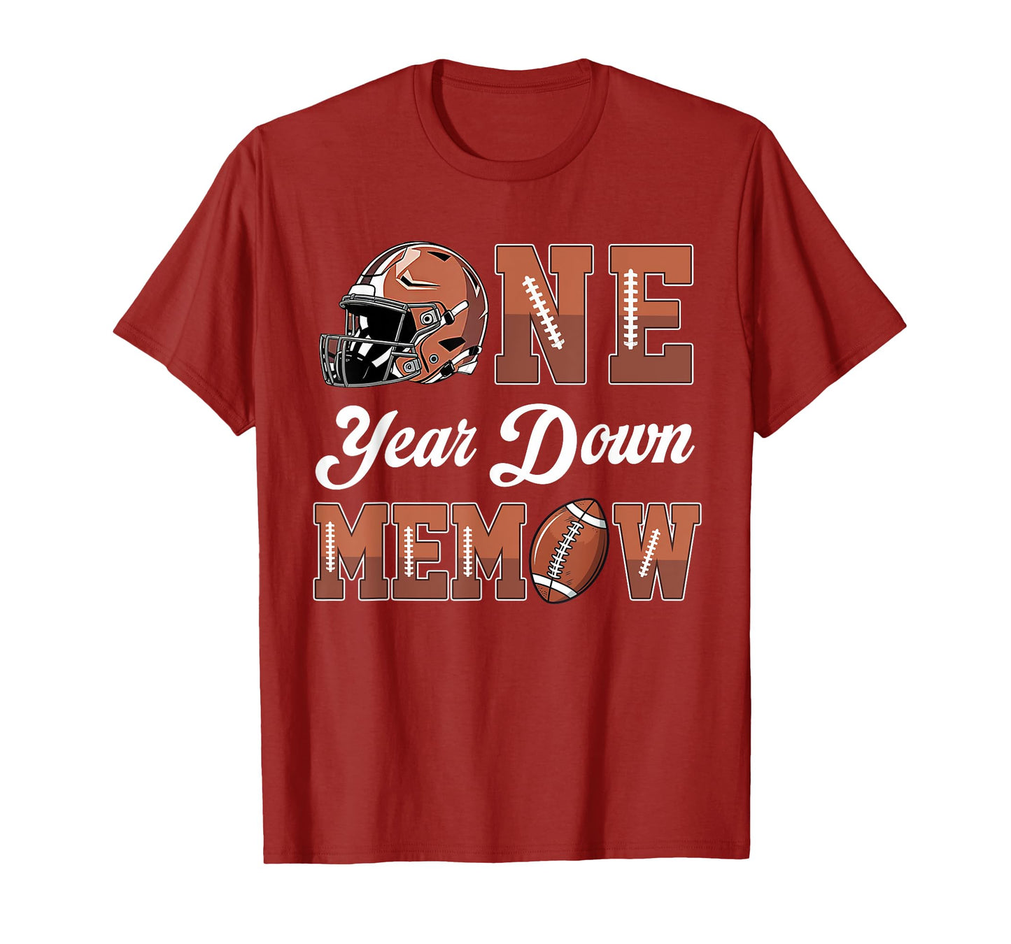 One Year Down Memaw 1st Birthday Boy 1 Year Old Football T-Shirt