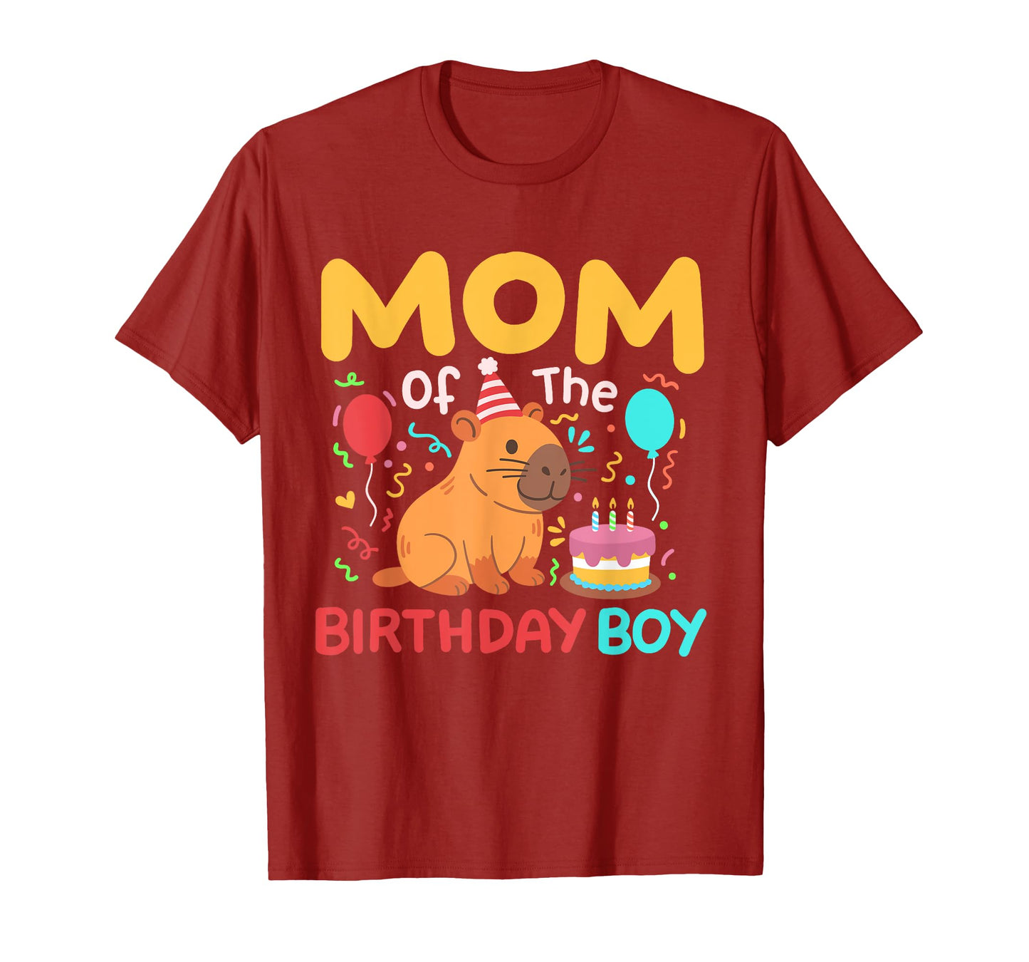 Mom Of The Birthday Boy Cute Capybara Kids Bday Family T-Shirt