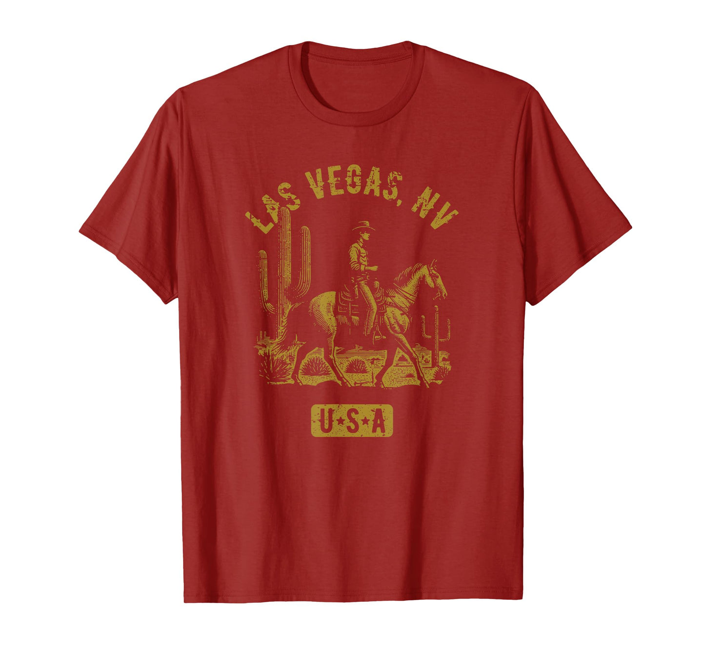 Las Vegas Nevada USA Cowboy Horse Distressed Style Design T-Shirt