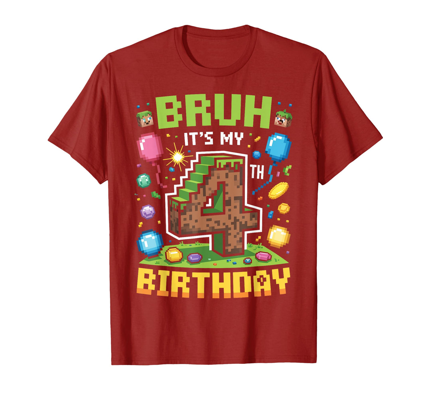Birthday Boy Shirt Bruh It's My 4th Birthday Video Gamer T-Shirt
