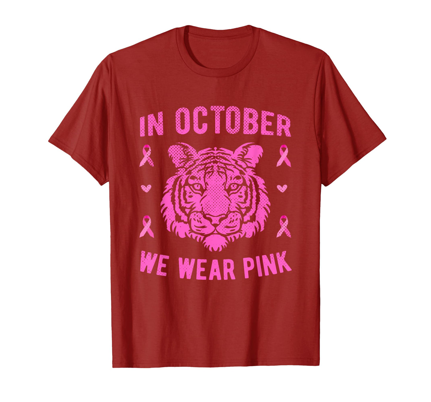 In October We Wear Pink Tiger Breast Cancer Awareness T-Shirt