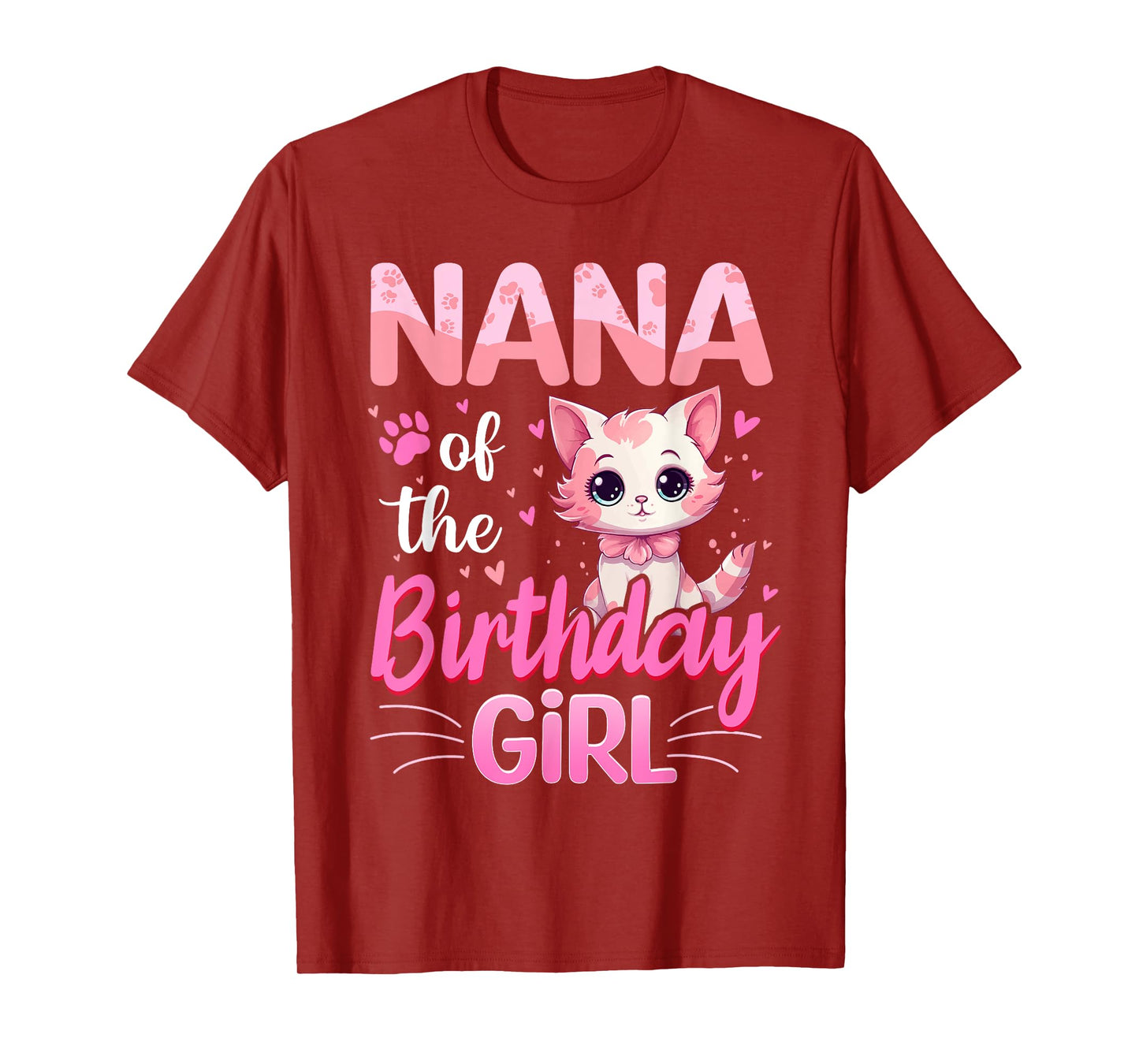 Nana Of The Birthday Girl Cute Cat Lover Kitten Kid T-Shirt
