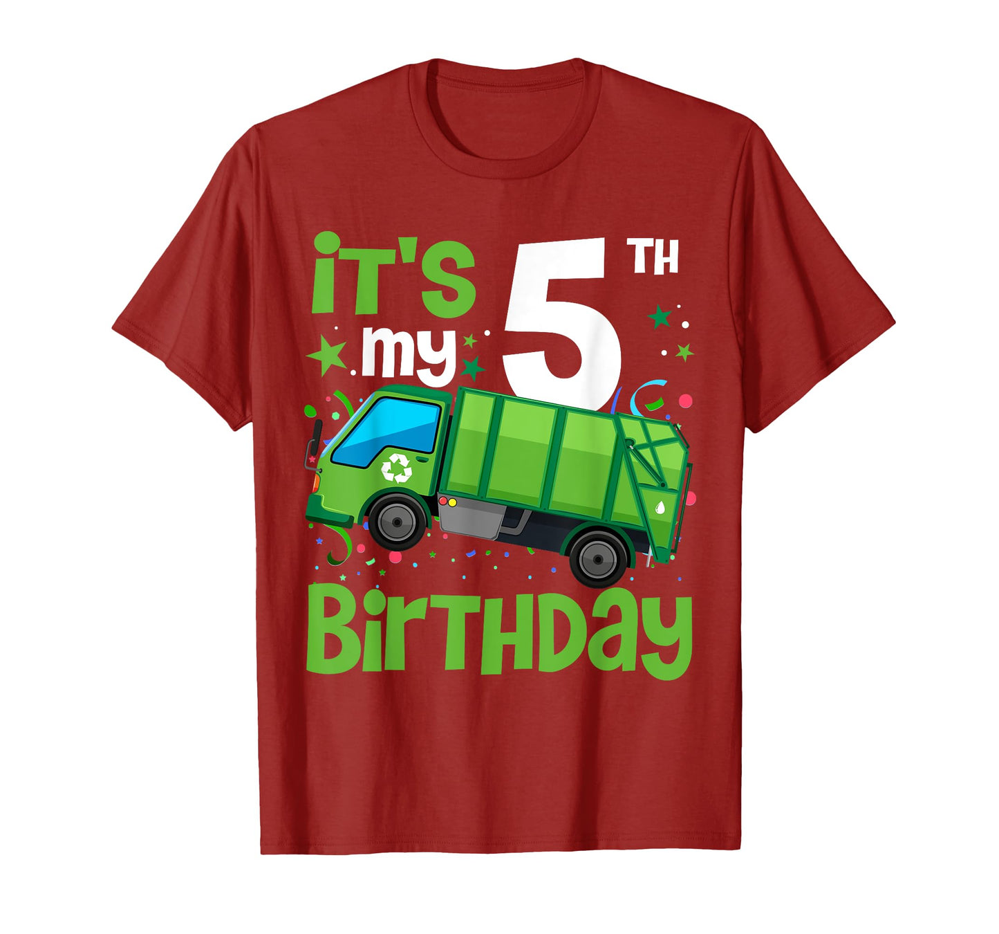 It's My 5th Birthday Garbage Truck 5 Year Old Birthday Boy T-Shirt