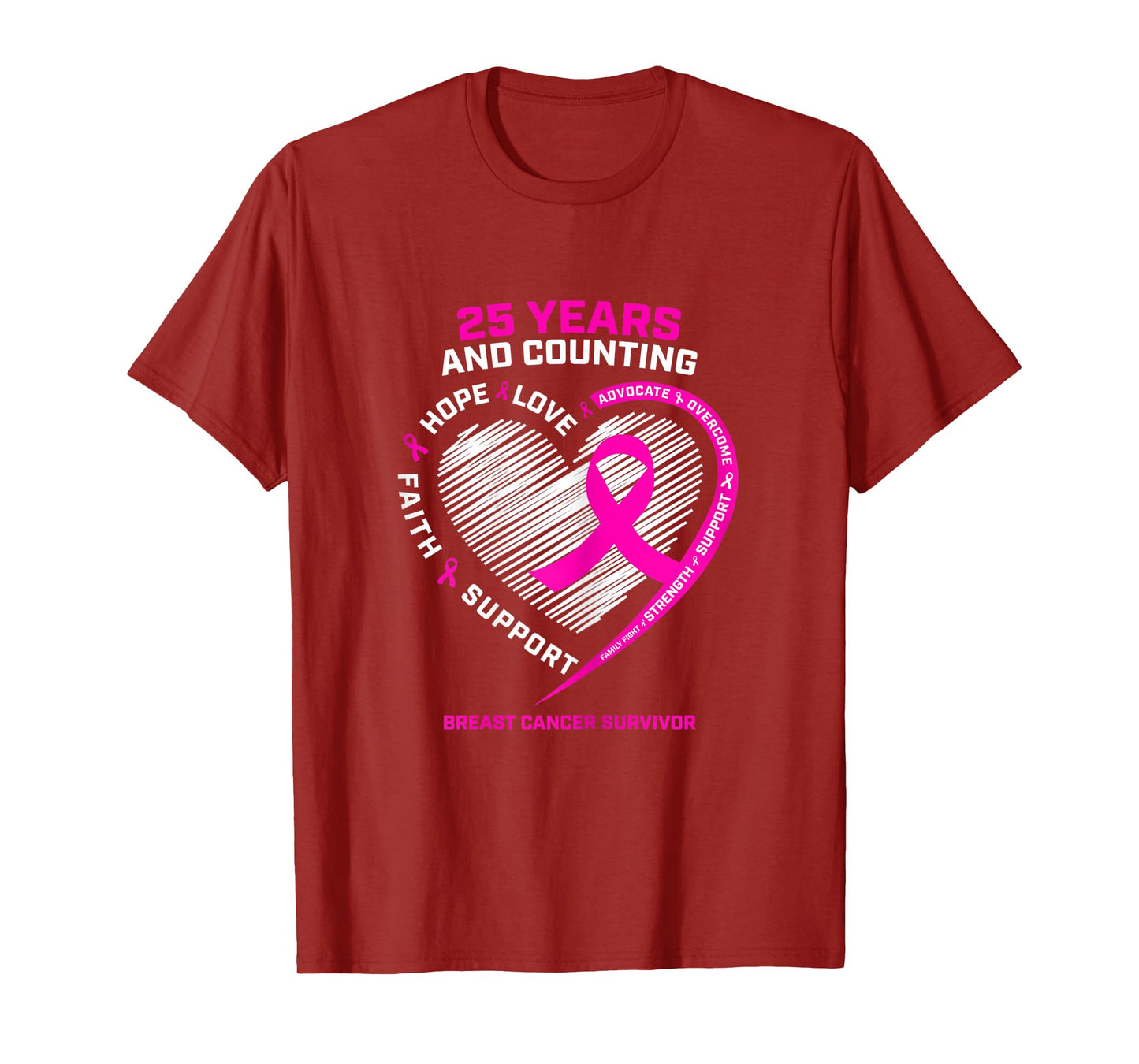Womens 25 Year Survivor Gifts Grandma Mom Breast Cancer Survivor T-Shirt