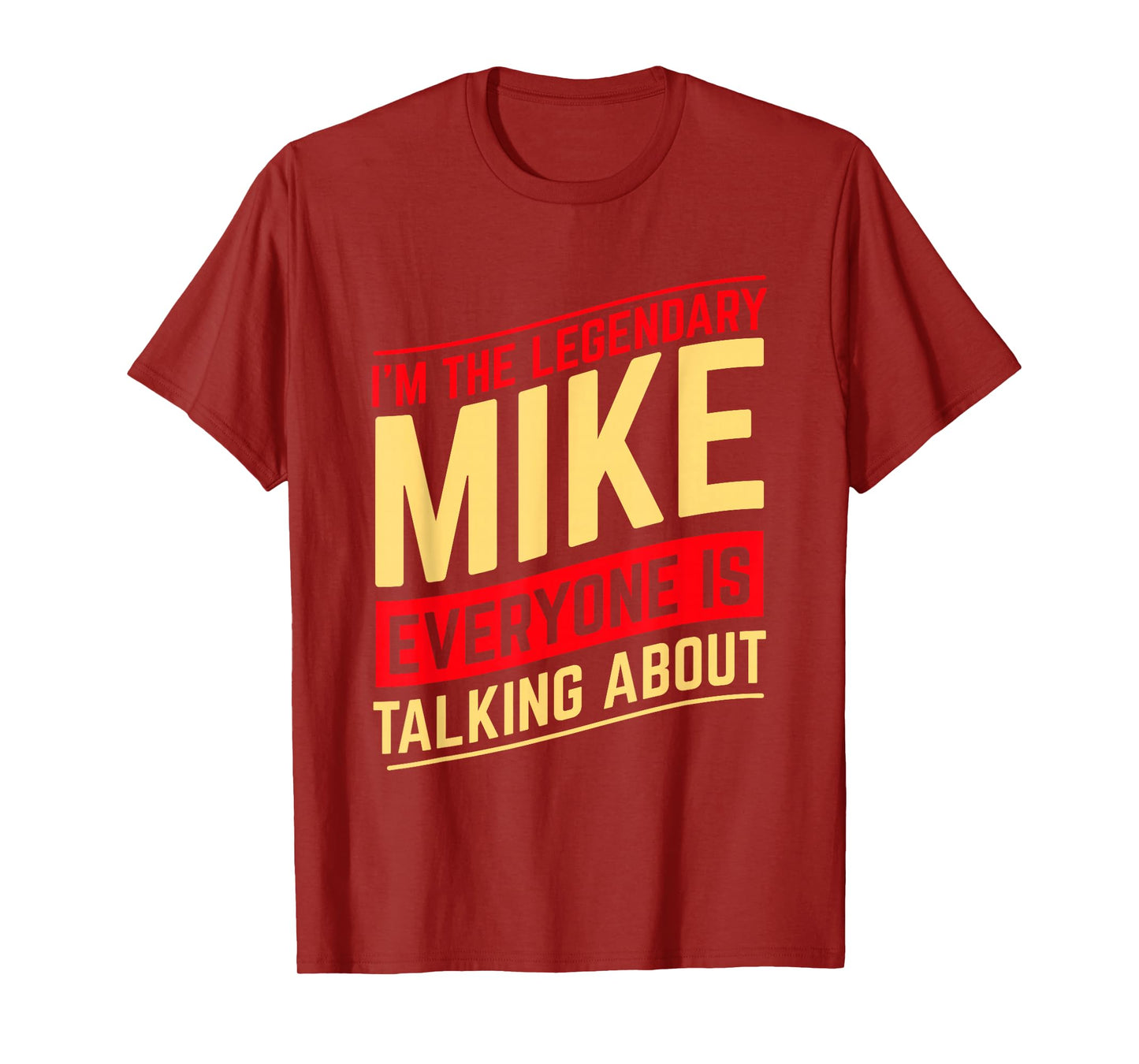 Mike Custom Name Design Unisex-Adults Black Cotton Polyester T-Shirt Small Short Sleeve Straight Fit Mock Collar Christmas Birthday Funny Mike Name First Name I'm The Legendary Mike T-Shirt