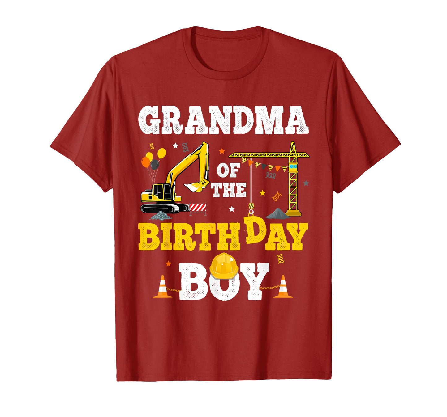Grandma Of The Birthday Boy Construction Matching Excavator T-Shirt