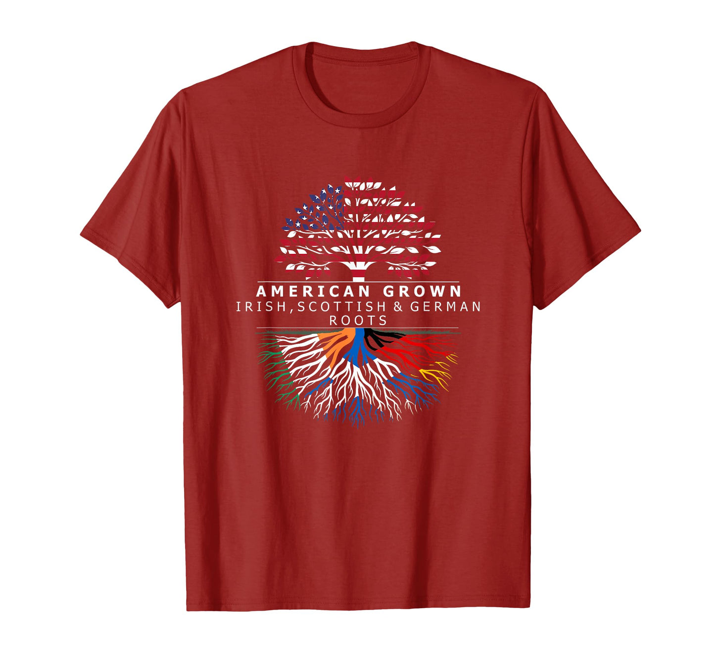 American Grown Flag Heritage Irish Scottish German Roots T-Shirt
