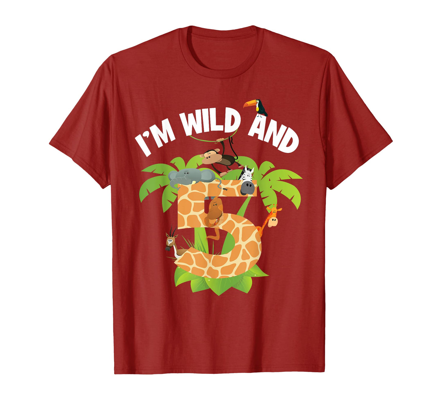 I'm Wild And 5 Years Old Zoo Theme 5th Birthday Animal Party T-Shirt