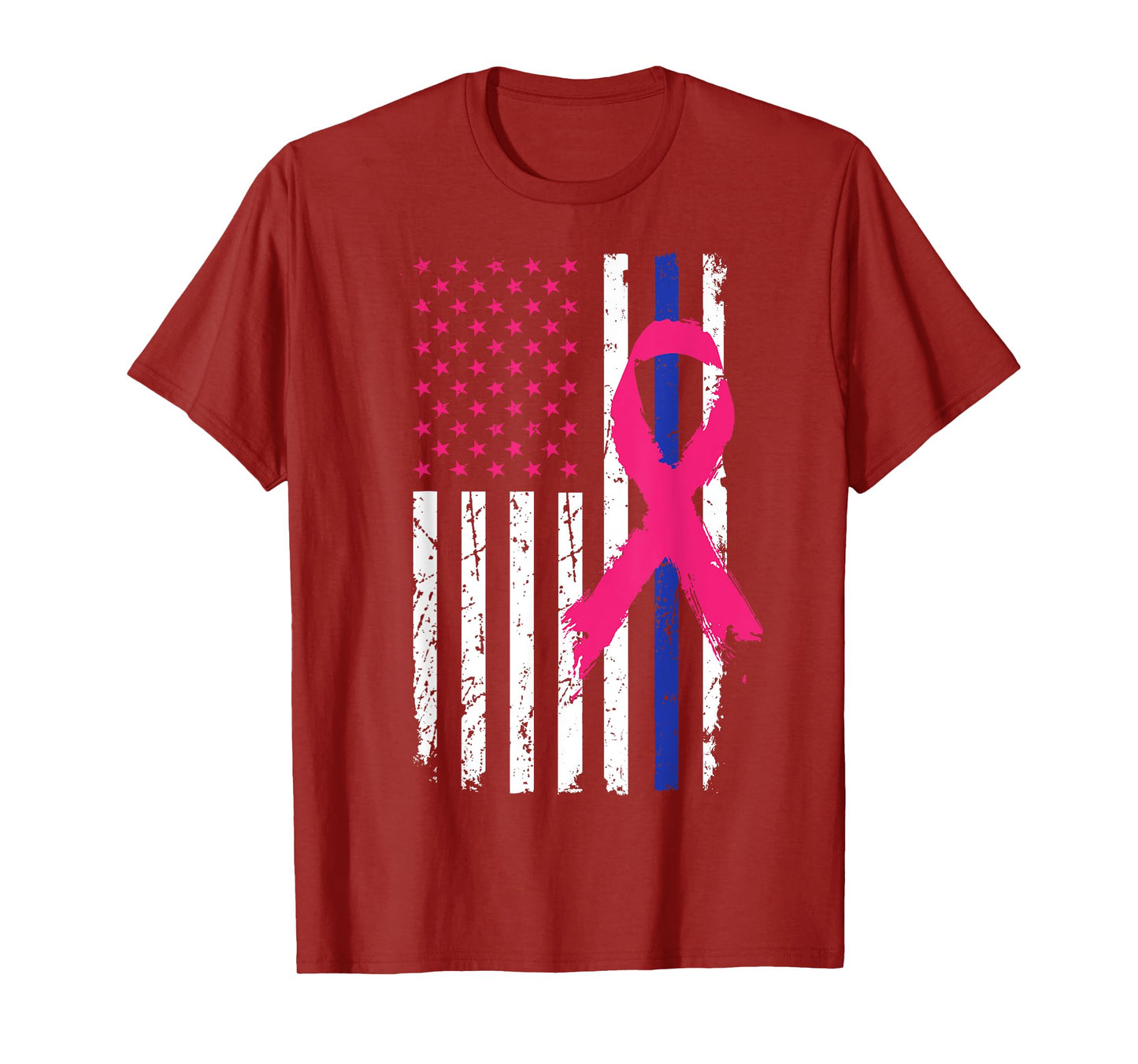 American Police Flag Cool Breast Cancer Awareness Gift T-Shirt