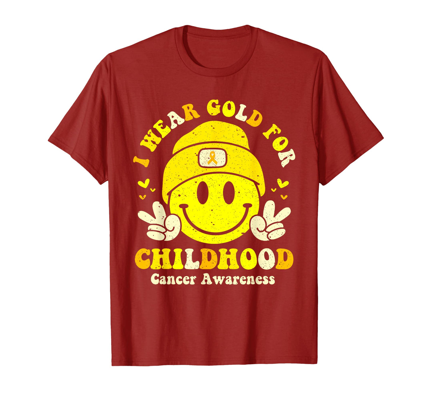 Retro I Wear Gold For Childhood Cancer Awareness Gold Ribbon T-Shirt