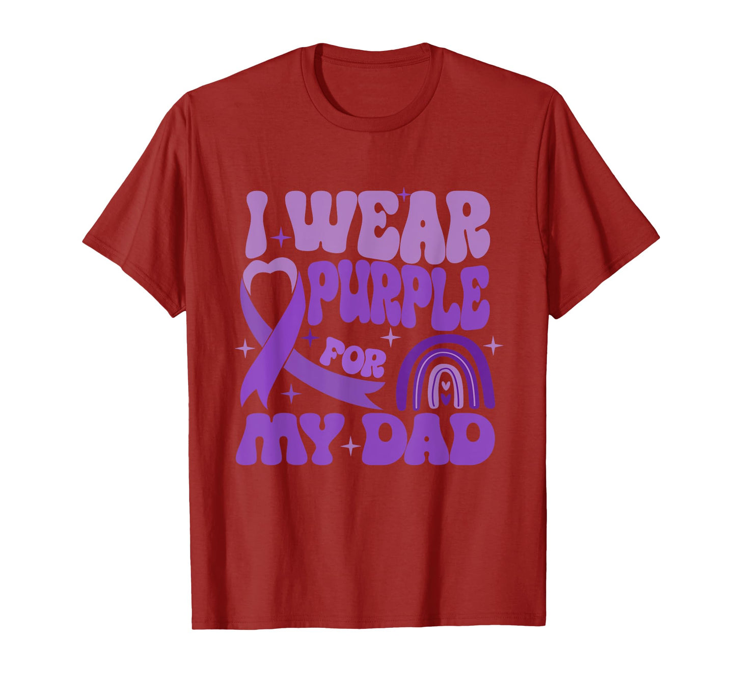 I Wear Purple For My-Dad Alzheimers Awareness Purple Ribbon T-Shirt
