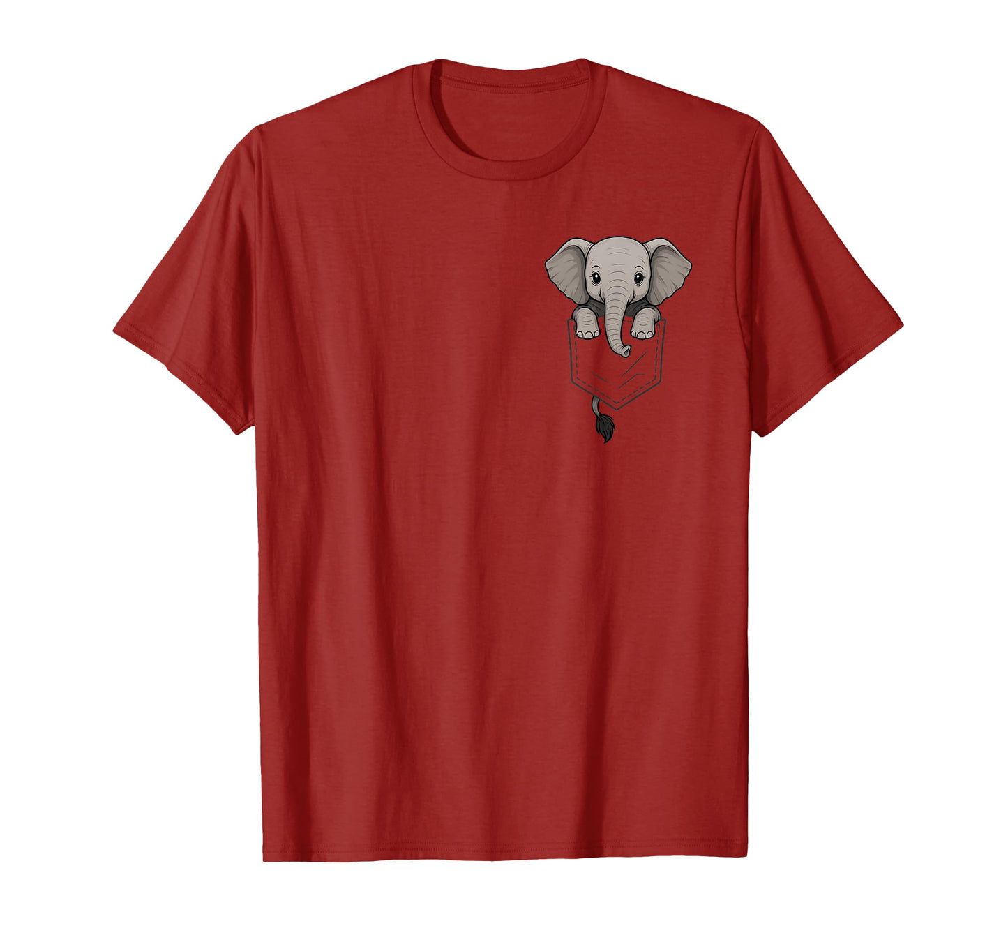 Funny Elephant Peeking in Pocket Animal Lover Men Women Kids T-Shirt