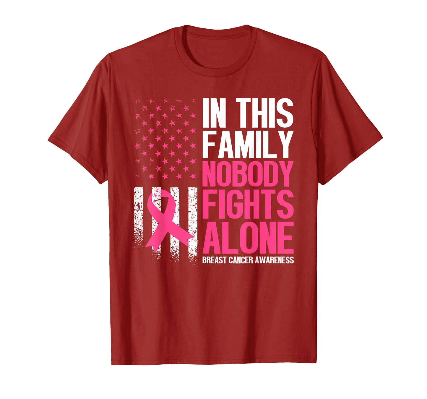 in This Family Nobody Fights Alone Breast Cancer Awareness T-Shirt